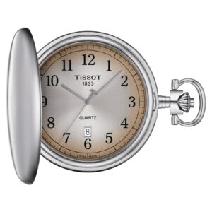 Questa è l'immagine frontale dell'orologio tissot savvonnette con quadrante marrone sfumato