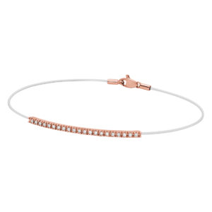 Questa è l'immagine del bracciale paddle gioielli realizzato in nylon con la barretta in oro rosa e diamanti