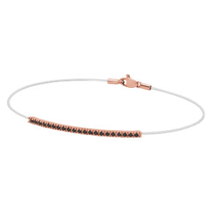 Questa è l'immagine del bracciale paddle gioielli realizzato in nylon con una barretta di oro rosa e diamanti neri