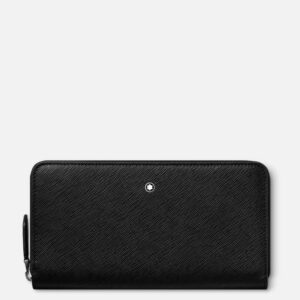 Questa immagine rappresenta un portafoglio 12 scomparti con cerniera di colore nero