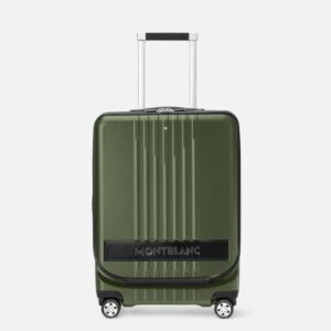 Questa immagine rappresenta un trolley bagaglio a mano con tasca di colore verde