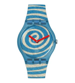 Questa è l'immagine frontale dell'orologio swatch x tate gallery Bourgeois's spirals