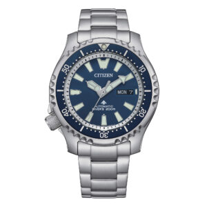 Questa è l'immagine frontale dell'orologio citizen promaster fugu in edizione limitata con movimento automatico e quadrante blu