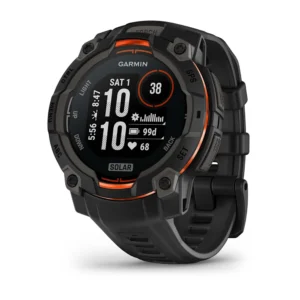 Questa è l'mmagine frontale dell'orologio garmin instinct 3 solar 45 mm nella colorazione black