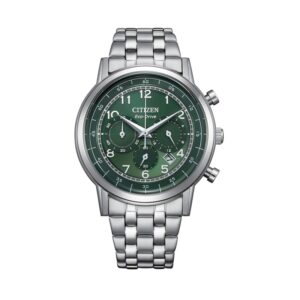 QUESTA è L IMMAGINE DELL OROLOGIO CITIZEN ECO DRIVE CRONO VERDE CINT ACCIAIO