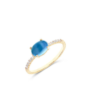 NANIS Anello "Dancing Azure" in Oro, Diamanti e Topazio London Blu (Medio) AS35-597
