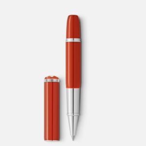 Questa è l'immagine frontale dell roller di montblanc heritage rouge et noir baby nella colorazione corallo in edizione speciale