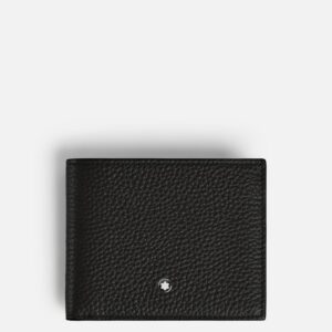 Questa è l'immagine frontale del portafoglio di montblanc a 6 scomparti nel pellame grain di colore nero