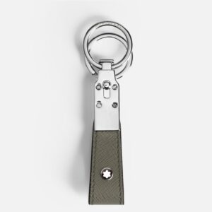 Questa è l'immagine frontale del portachiavi di montblanc con passante nel pellame saffiano nella colorazione grigio medio
