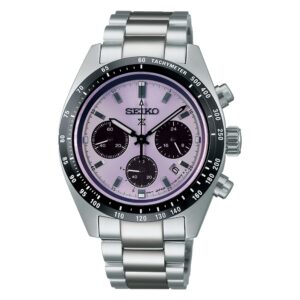 QUESTA è L'IMMAGINE FRONTALE DELL'OROLOGIO SEIKO PROSPEX SPEEDTIMER TOKYO IN EDIZIONE LIMITATA A 6000 PEZZI CON QUADRANTE DI COLORE VIOLA CON MOVIMENRO AL QUARZO A RICARICA SOLARE
