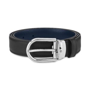 qUESTA è L'IMMAGINE FRONTALE DELLA CINTURA REVERSIBILE NERO/BLU CON ALTEZZA DI MM 30 E FIBBIA AD ARDIGLIONE