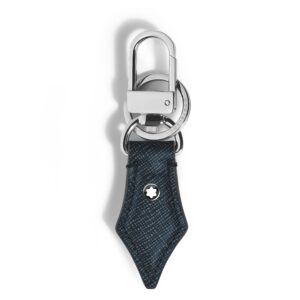 Questa è l'immagine del portachiavi pennino di montblanc con pellame sartorial tweed blu