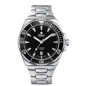 Questa è l'immagine frontale dell'orologio tutima seven seas s con quadrante nero