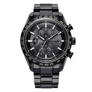 Questa è l'immagine frontale dell'orologio citizen attesa Stratosphere Sapphire Bezel titanio nero radioncontrollato