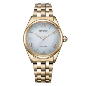 Questa è l'immagine frontale dell'orologio citizen lady in pvd rosa con quadrante bianco antico