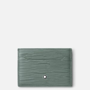Questa è l'immagine frontale del portacarte a 5 scomparti di montblanc nel pellame meisterstuck 4810, colorazione verde salvia