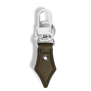 Questa è l'immagine frontale del portachiavi di montblanc a forma di pennino, colorazione kaki