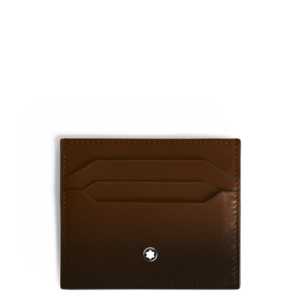 Questa è l'immagine frontale del porta carte di montblanc nel pellame meisterstuck, colorazione marrone sfumato, a 6 scomparti
