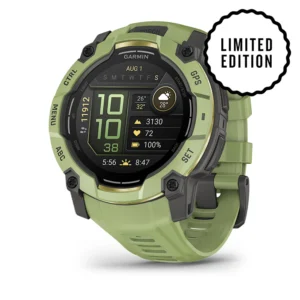 Questa è l'immagine frontale dell'orologio garmin instinct 3 alpine rush fern green 50 mm amoled