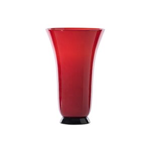 Questa è l'immagine frontale del vaso di venini, collezione anni trenta, nella colorazione rosso con altezza 31 cm