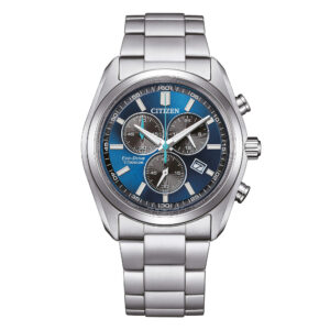 Questa è l'immagine frontale dell'orologio citizen super titanio 2590 crono con quadrante blu