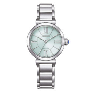 QUESTA è L'IMMAGINE FRONTALE DELL'OROLOGIO CITIZEN LADY MAYBELL CON QUADRANTE TURCHESE E CASSA DI MM 29