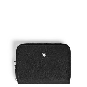 Questa è l'immagine frontale del portafoglio mini di montblanc a 2 tasche in pelle sartorial color nero