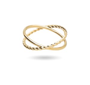 Anello Filodamore incontro in Oro Giallo 9 kt di rubinia liscio e lavorato misura 14
