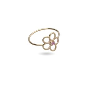 Anello Filodamore Essenziale fiore con zaffiro rosa in Oro giallo 9kt mis 12 della linea di rubinia