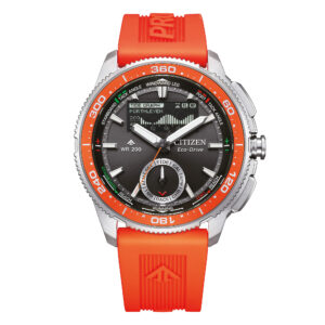 questa e l immagine dell orologio citizen promaster ecodrive con cinturino in caucciu arancione