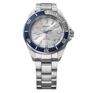 QUESTA E L IMMAGINE DEL SEIKO DIVER AUTOMATICO DEL 145° ANNIVERSARIO FONDO ARGENTO GHIERA BLU