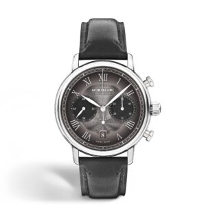 Questa è l'immagine frontale dell'orologio montblanc Star Legacy Chronograph 42 mm con quadrante antracite sfumato