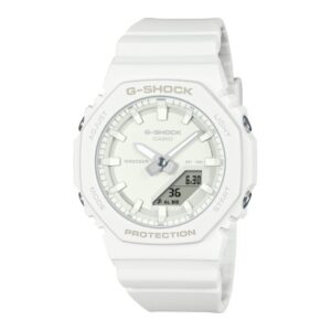 Questa è l'immagine frontale dell'orologio casio g-shock tone on tone bianco