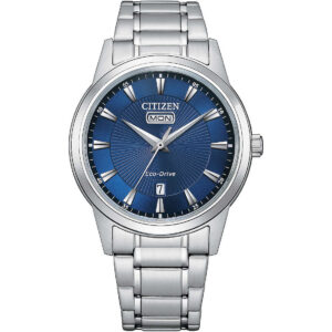 Questa è l'immagine frontale dell'orologio citizen of classic con quadrante blu di mm 40