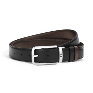 MONTBLANC Meisterstück Cintura Reversibile Nera/Marrone con Fibbia Rettangolare 223407