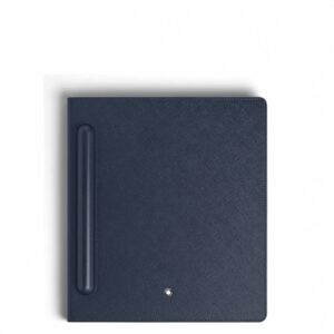 Questa è 'immagine frontale della custodia in pelle per il digital paper di montblanc nella colorazione blu