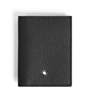 Questa è l'immagine frontale del portafoglio mini 4 tasche in pelle con grana colorazione nera