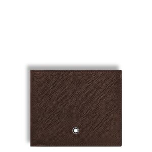 Questa è l'immagine frontale del portafogli odi montblanc con 8 scomparti nel pellame sartorial, colore ebony