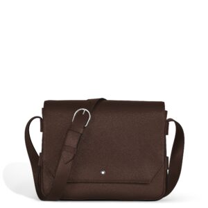 Questa è l'immagine frontale della borsa messenger nel pellame sartorial, colorazione ebony di montblanc
