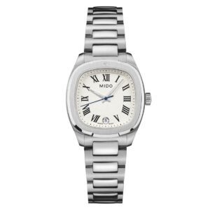 Questa è l'immagine frontale dell'orologio mido multifort tv con movimento al quarzo e diametro cassa di 28 mm