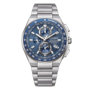 Questa è l'immagine frontale dell'orologio citizen radiocontrollato h804 in titanio con quadrante blu