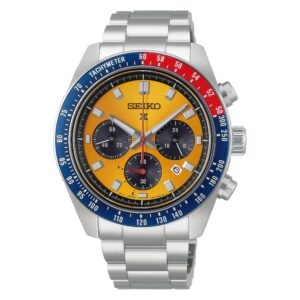 Questa è l'immagine frontale dell'orologi seik prospex speedtimer chrono solar pogue con movimento al quarzo