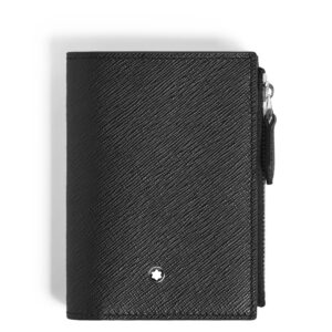 Questa è l'immagine frontale del portafoglio verticale mini 6 tasche in pelle sartorial nella colorazione nera