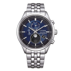 Questa è l'immagine frontale dell'orologio CITIZEN Tsuki-Yomi Moon Phase nella colorazione blu