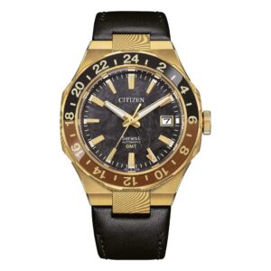 Questa è l'immagine frontale dell'orologio Citizen serie 8 Limited Edition con quadrante nero con lavorazione damascata