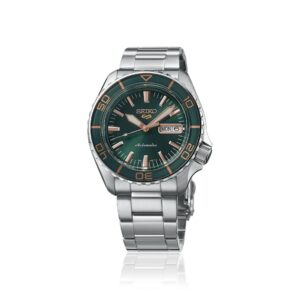 Questa è l'immagine frontale dell'orologio SEIKO 5 sports nella colorazione verde