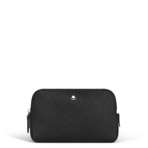 Questa è l'immagine frontale della pochette da viaggio in pelle sartorial nella colorazione nera